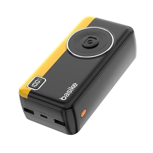 Power Bank Basike 30000mAh, Carregador Portátil com Cabo (Preto)