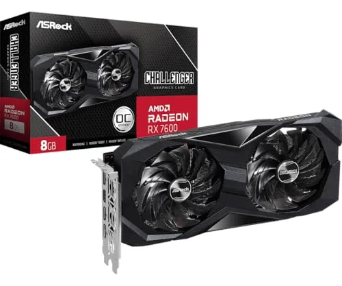 Placa de Vídeo ASRock Radeon RX 7600 Challenger OC, 8GB, GDDR6, 128-Bit, FSR, Ray Tracing, Pret