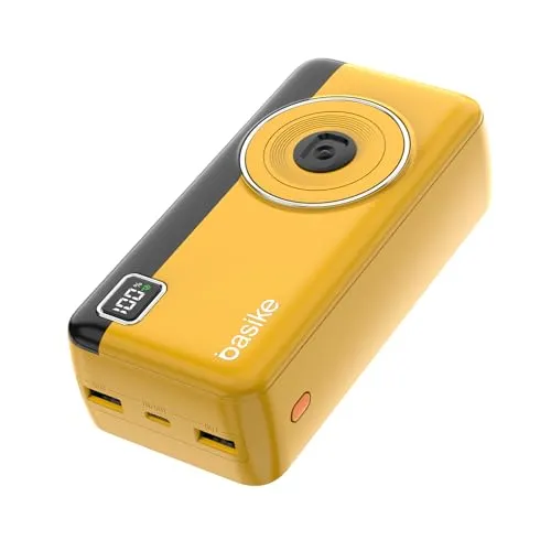 Power Bank 30000mAh, Basike Carregador Portátil com Cabo (Amarelo)