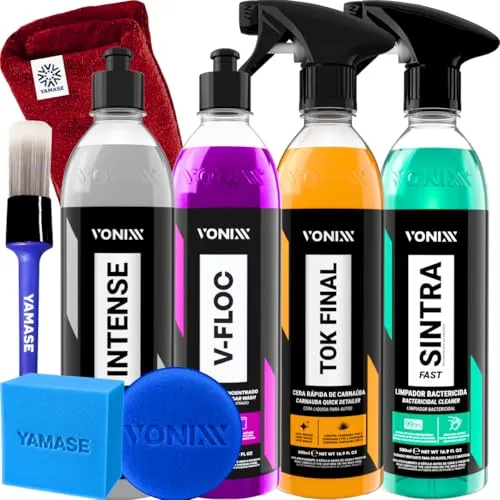 Kit Lavagem Automotiva Completa Vonixx Cera Carnauba Tok Final V-Floc Revitalizador Plásticos