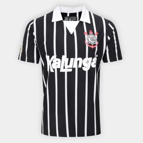 Camisa Polo Corinthians Retrô Kalunga, Masculina, Preta, XGG