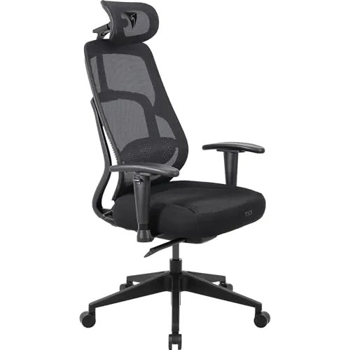 ThunderX3 Cadeira Ergonômica Yama Neue Preta Malha Mesh Respirável p/ Escritório e Gaming