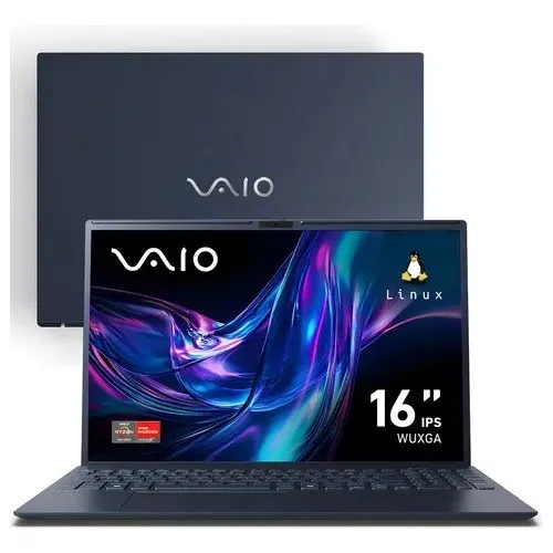 Notebook VAIO FE16 AMD Ryzen 5-5625U Linux 8GB RAM 256GB SSD Wi-Fi 6 Tela 16'' IPS WUXGA Antirr