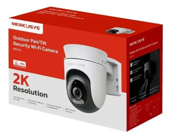 Câmera de Segurança Wi-Fi Externa Mercusys Mc510 2k 3mp Rotação 360º Visão Noturna Colorida