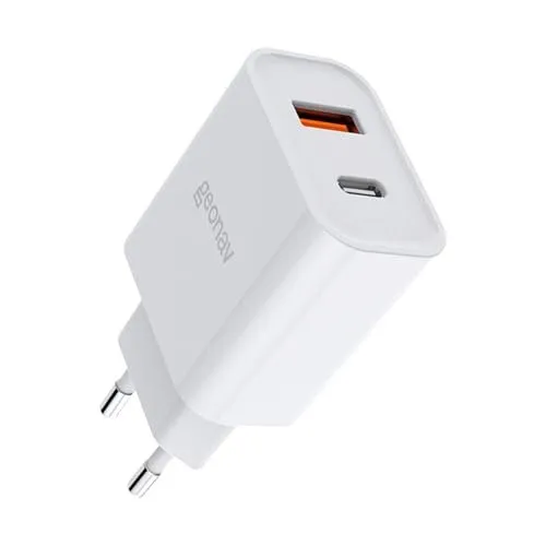 Geonav Carregador Universal Ultra Rápido Duo: USB-C PD 20W, USB QC 18W, CH20PDQC, Branco