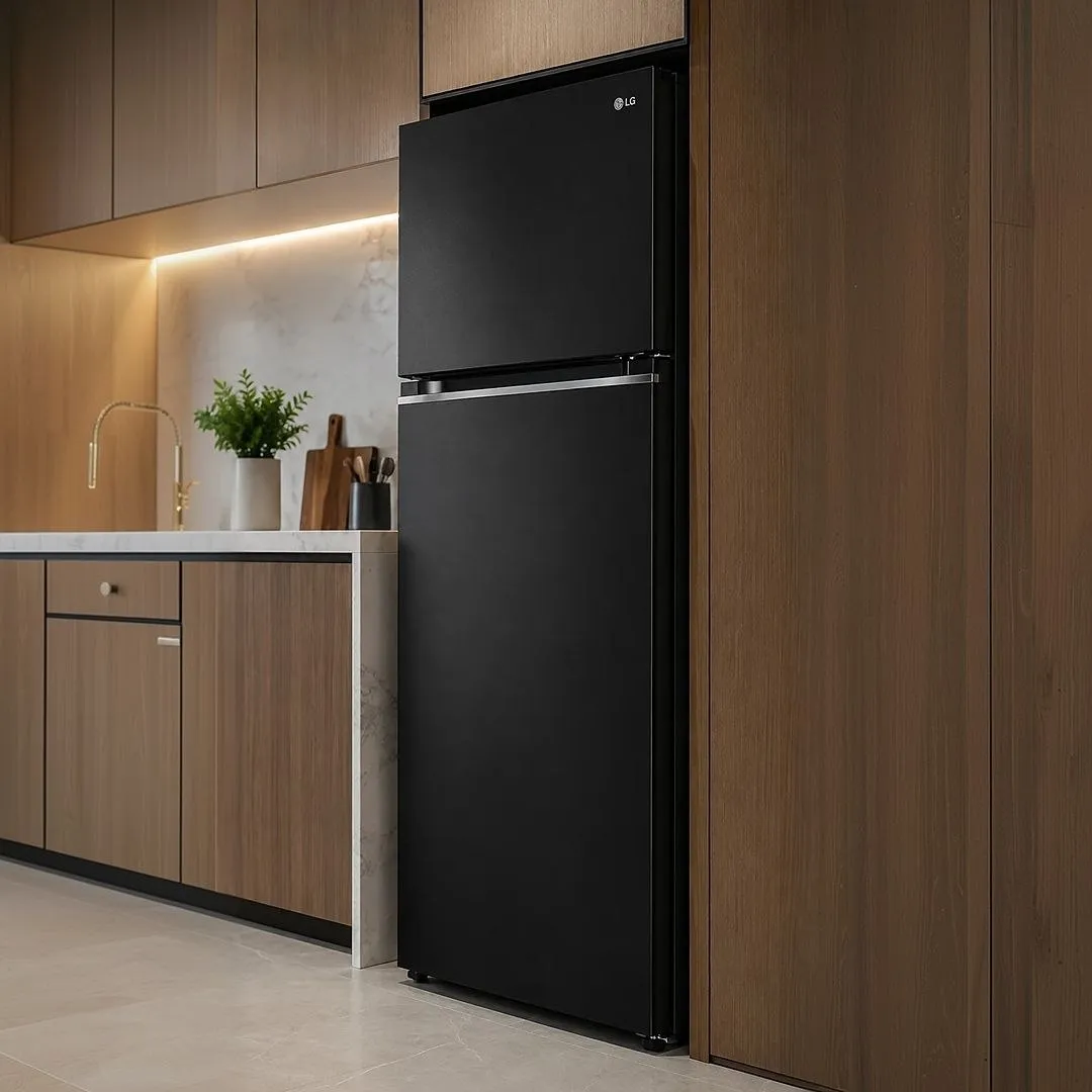 Geladeira LG Top Freezer Inverter GN-B392PX 2 Portas 395 Litros Preta Inox