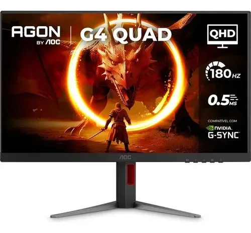 Monitor Gamer AOC AGON QUAD 27" QHD 180Hz 0,5ms IPS HDR10 Q27G4F Preto