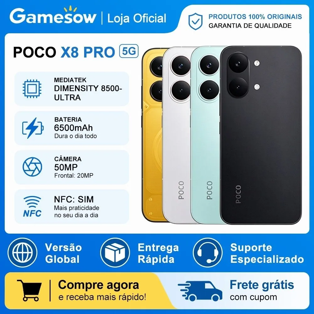Xiaomi Poco X8 PRO 5G Versão Global MediaTek Dimensity 8500-Ultra