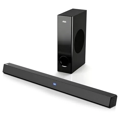 Soundbar AOC ACS3410 2.1 Canais Home Theater 3D Surround 360°, 85W, Subwoofer Incluso