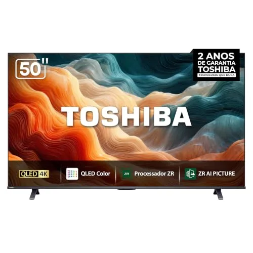 Smart TV MiniLED QLED 4K Toshiba 50" 50M450RS Processador AI ZR Som AI Modo Game