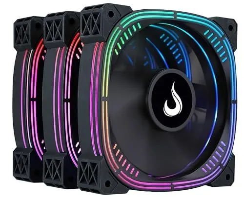 Kit com 3 Ventoinhas Gamer Rise Mode Aura Pro Black ARGB 5v 120mm - RM-AUB-02-ARGB