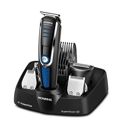 Aparador de Pelos Super Groom 10, Mondial, Preto/Azul, 6W, Bivolt - BG-03