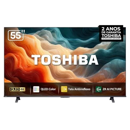 Smart TV Toshiba MiniLED QLED 4K 55 Polegadas 55M450SS Processador AI ZR Antirreflexo