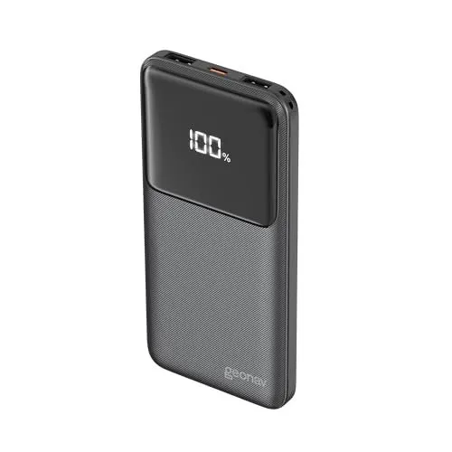 Geonav Power Bank 10.000mAh PB10K20W1PBK, Carga Rápida, USB-A 18W e USB-C 20W PD
