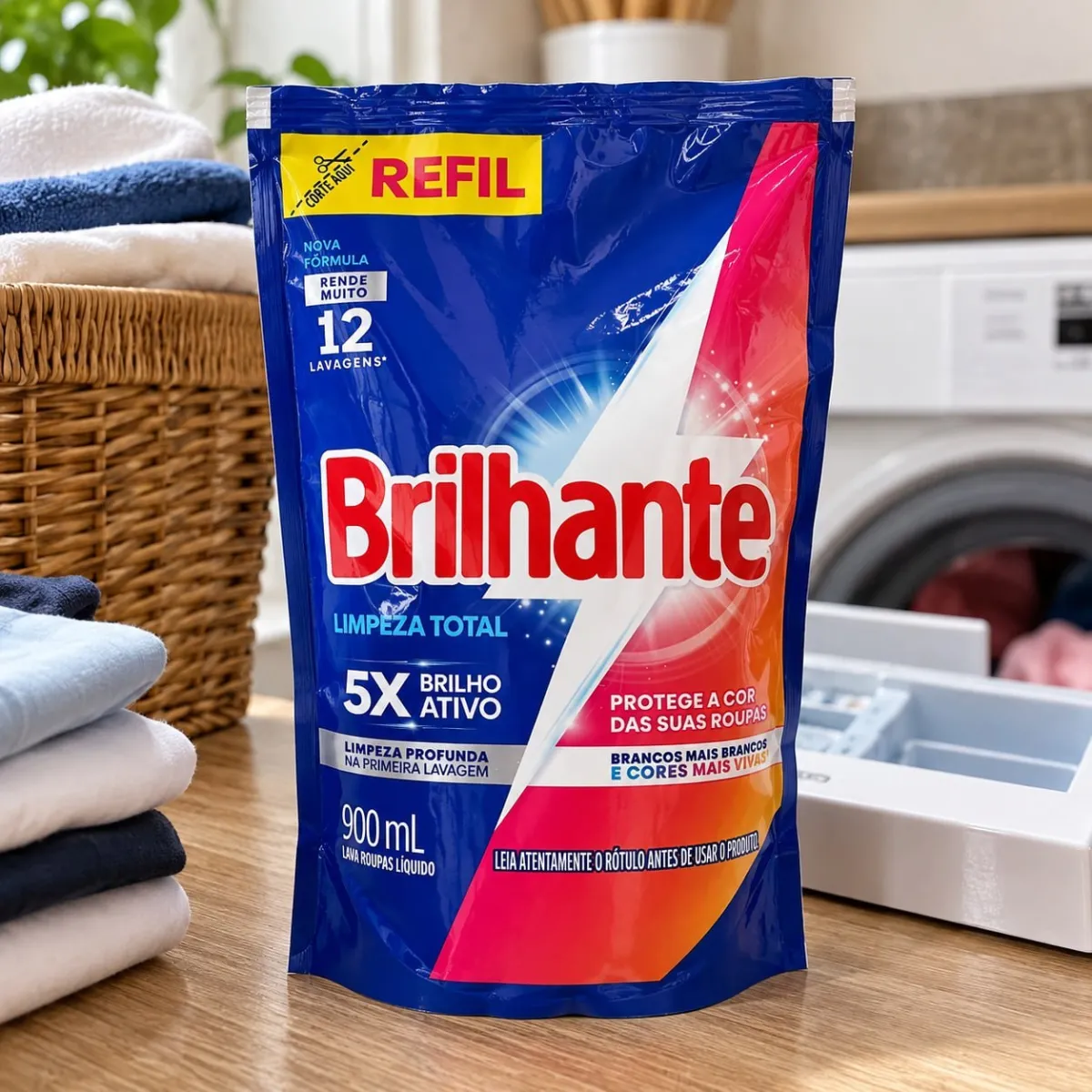Sabão Líquido Brilhante Limpeza Total Refil 900 Ml