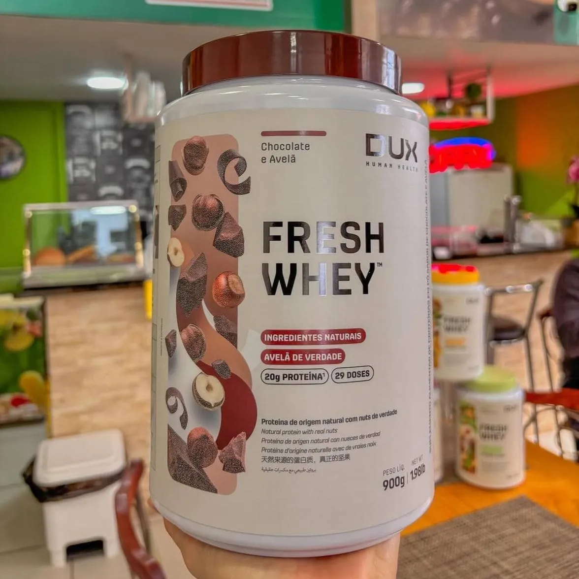 Fresh Whey Protein DUX HUMAN HEALTH 900g - Chocolate e Avelã