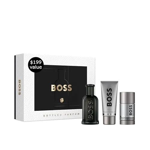 Kit Perfume Masculino Hugo Boss Bottled Parfum, Amadeirado Âmbar, 3 Itens | Eau de Parfum 100ml